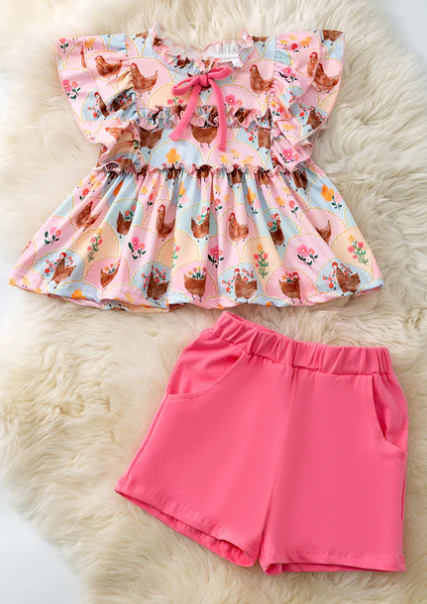 Chicken printed tunic & shorts
