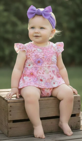 Floral printed baby bodysuit with snaps